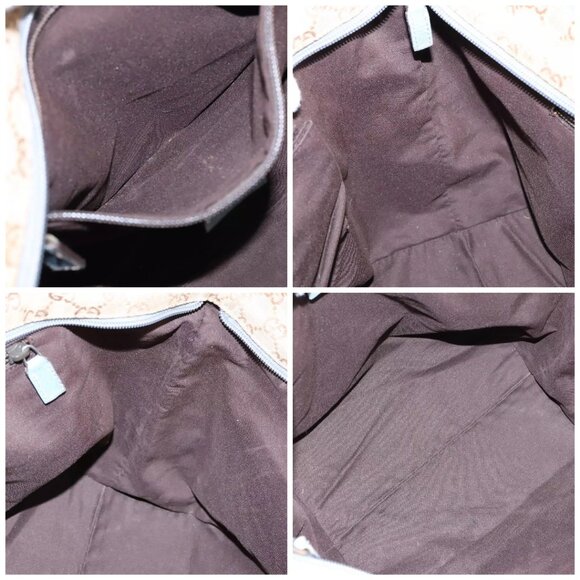 GUCCI GG Canvas Sherry Line Shoulder Bag Beige Blue Silver 131230 Auth 103323 - Picture 15 of 16